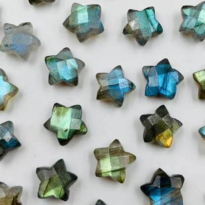 2 Pieces Natural Labradorite Hand Carved Star Shape Briolette, Star Shape Gemstone For Jewelry, Star Shape Briolette, 10mm