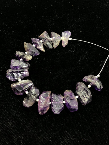 Natural Moss Amethyst Fancy Raw Gemstone Beads 15 Pcs
