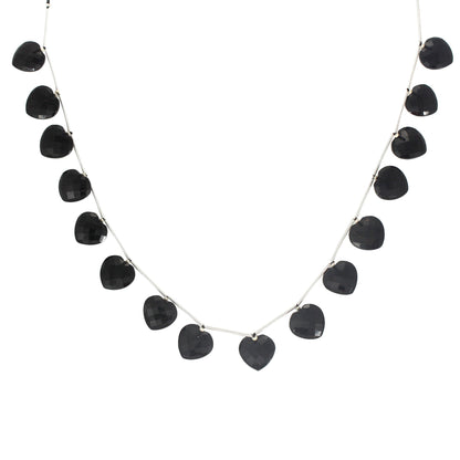 Natural Black Tourmaline Heart Beaded Necklace Faceted Gemstone