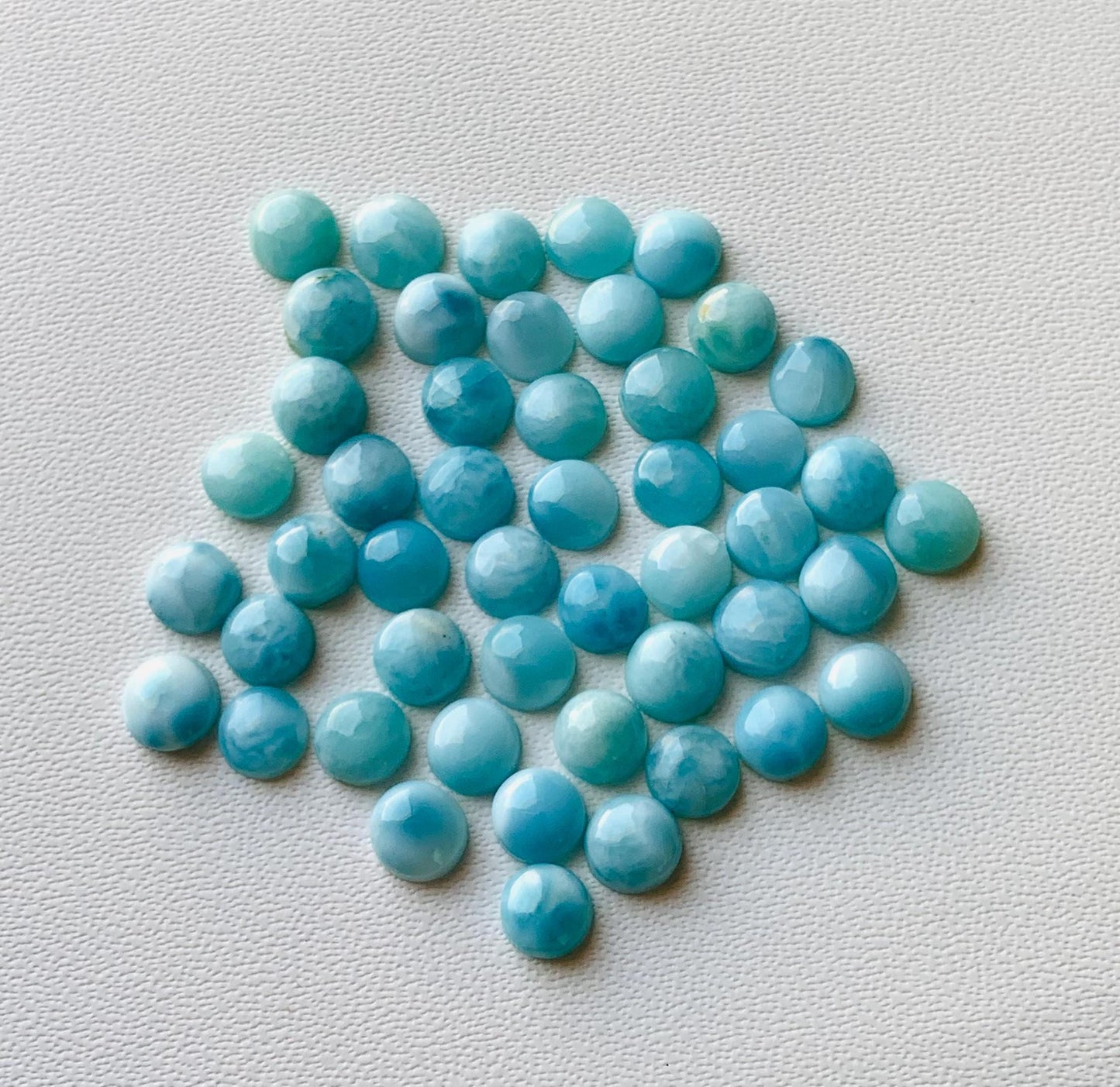 Natural Larimar Cabochons: Smooth Round Gemstone, Loose Stone - Jewelry Making gift for her