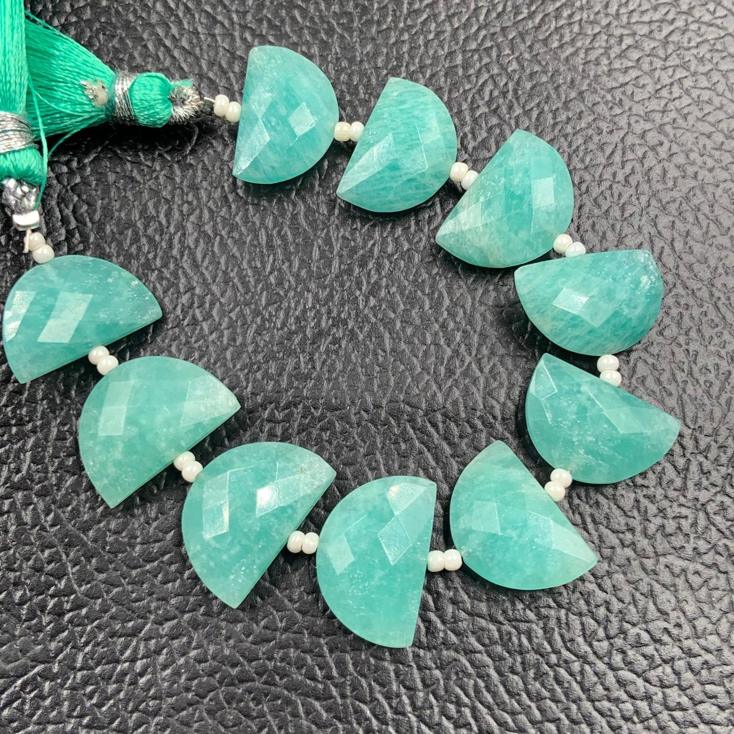 10 pcs Natural Amazonite straight drill D shape (half moon ) briolette faceted Amazonite Gemstone size 10X16mm handmade gemstone for jewelry