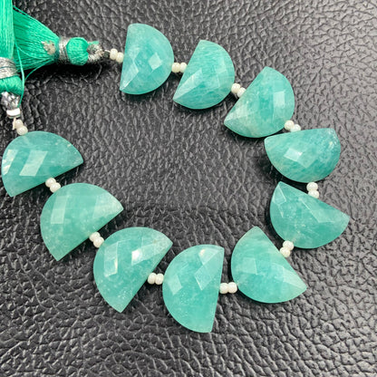 10 pcs Natural Amazonite straight drill D shape (half moon ) briolette faceted Amazonite Gemstone size 10X16mm handmade gemstone for jewelry