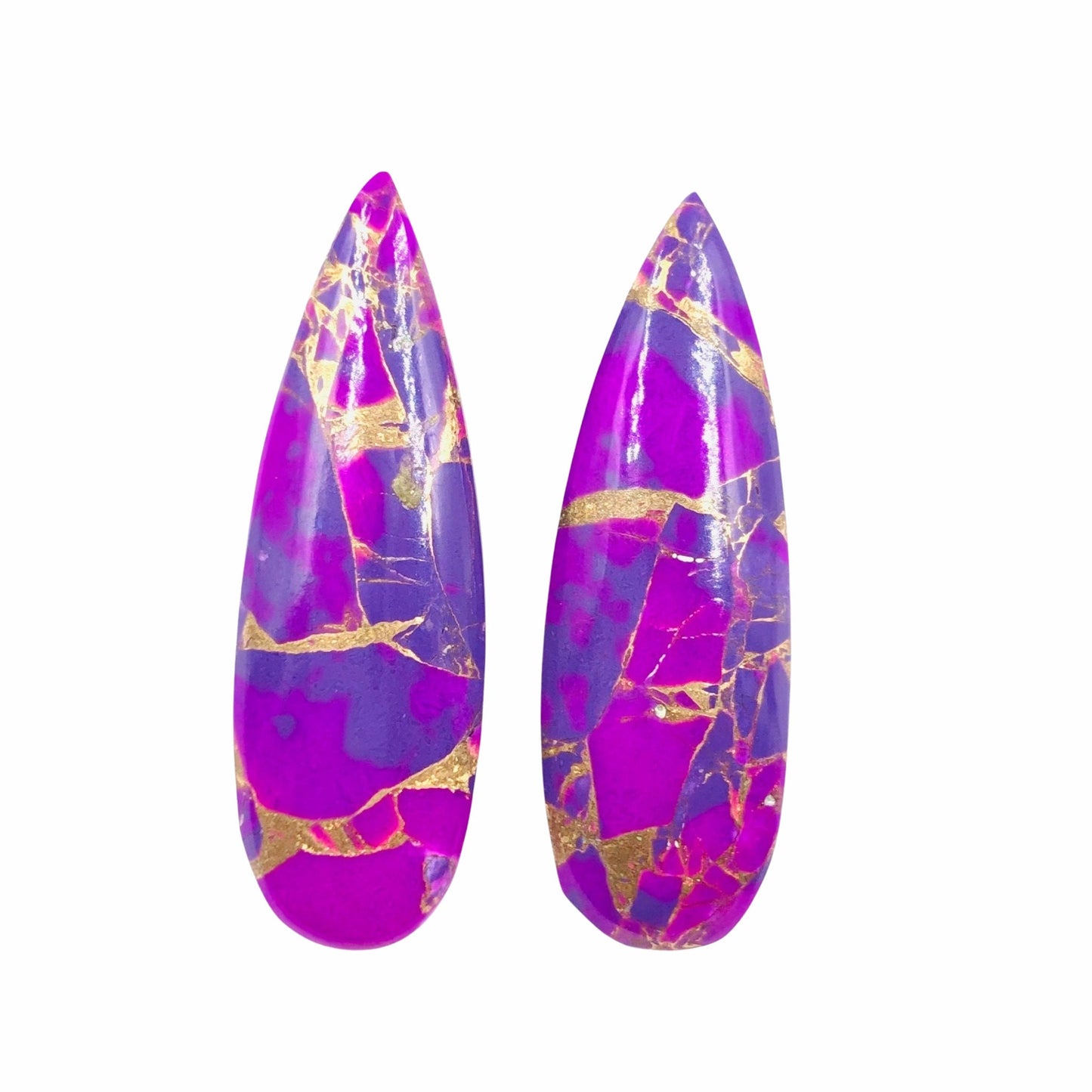 1 Pair Purple Copper Turquoise Smooth Long Pear Shape Gemstone, Size 10x31mm, Matching Pair Briolette, Earring Making, SKU - BBI1025