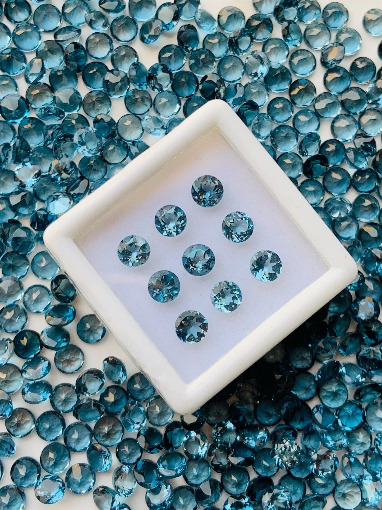 Natural London Blue Topaz Faceted Round Shape Cut Stone CALIBRATED Loose Stone Cut Round Jewelry Making Semi Precious Cut stone for rings