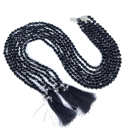 Natural Black Spinel Smooth Oval Nugget Beads Necklace