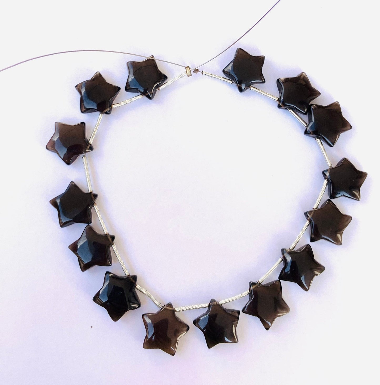 15 Pieces Natural Smoky Quartz Smooth Star Shape Briolette, Star Shape Gemstone For Jewelry, Star Shape Briolette, Size 14mm BBI127
