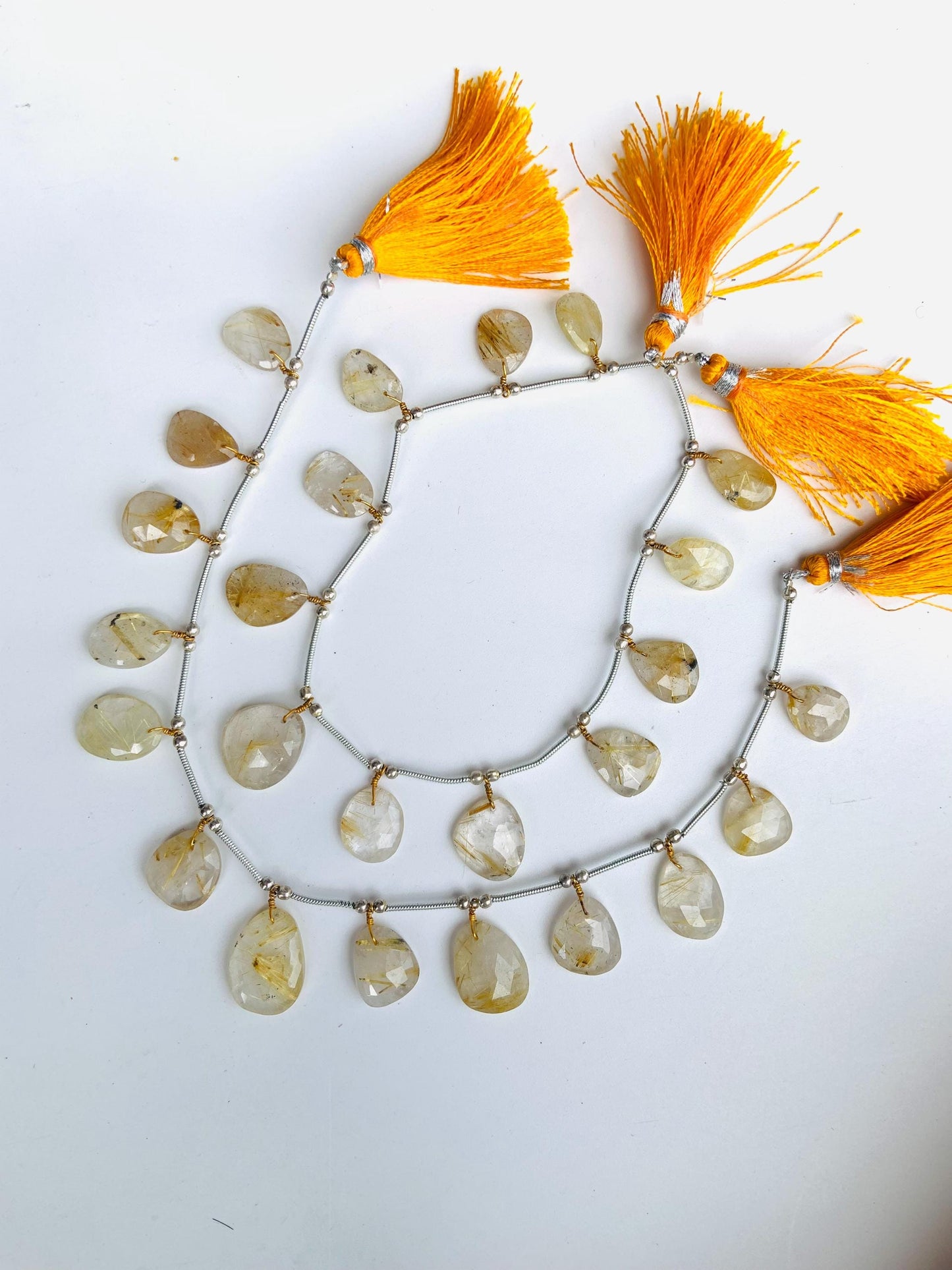 Natural Golden Rutile Rose Cut Slices Cabochons – Free Form Faceted Flat Back Gemstones