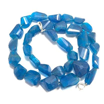 Natural Apatite Nugget Gemstone Necklace , Twisted Tumble Shape Gemstone , 16" Inches Necklace , Size 7x8mm To 18x13mm , SKU- BBI1085
