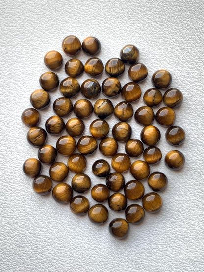 Natural Tiger Eye Smooth Round Gemstone Cabochon, CALIBRATED Loose Stone Cab, Round Jewelry Making Cabochons Semi Precious Cabochon for ring