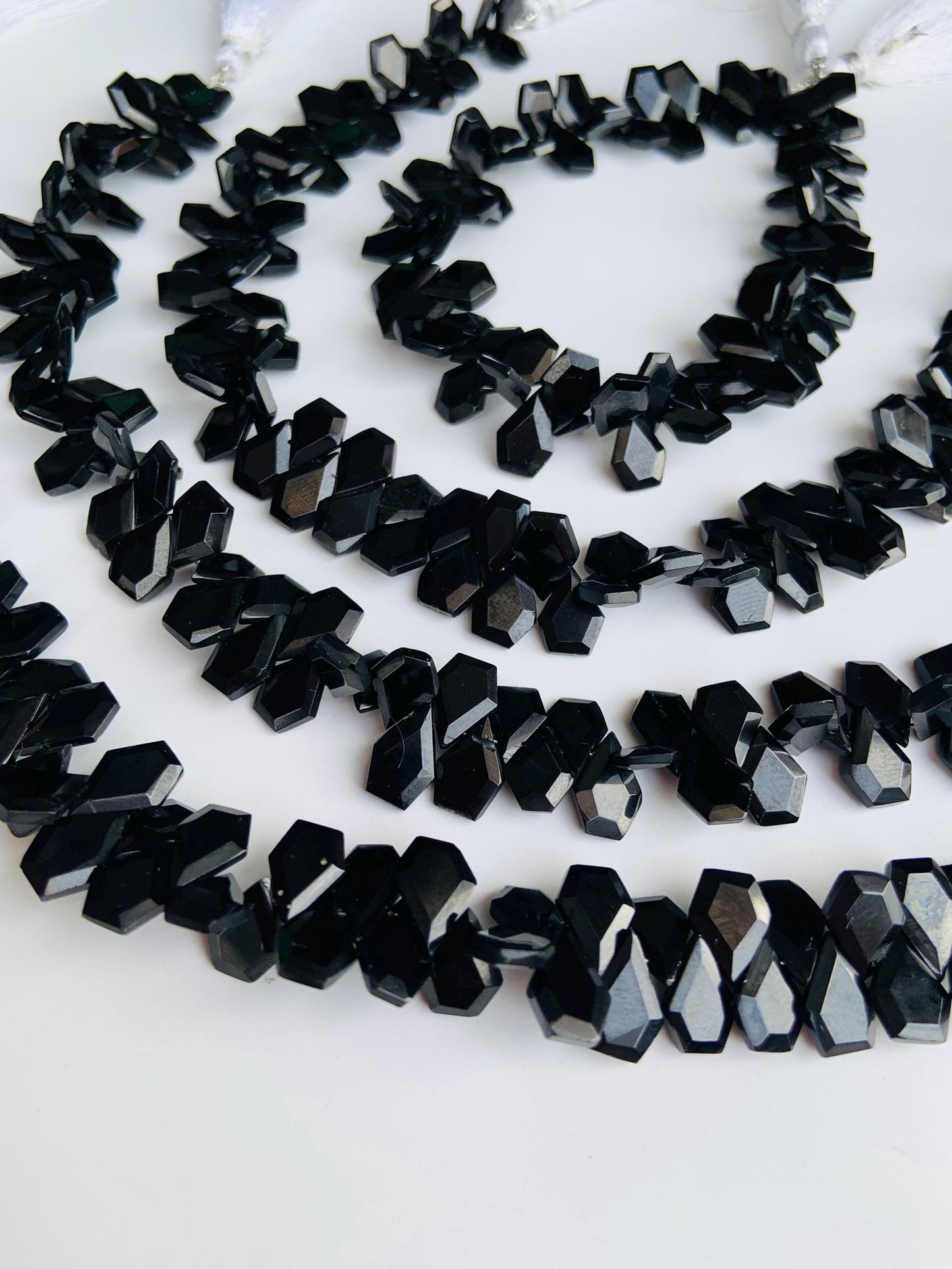 Natural Black Spinel Faceted Step Cut Nugget Beads