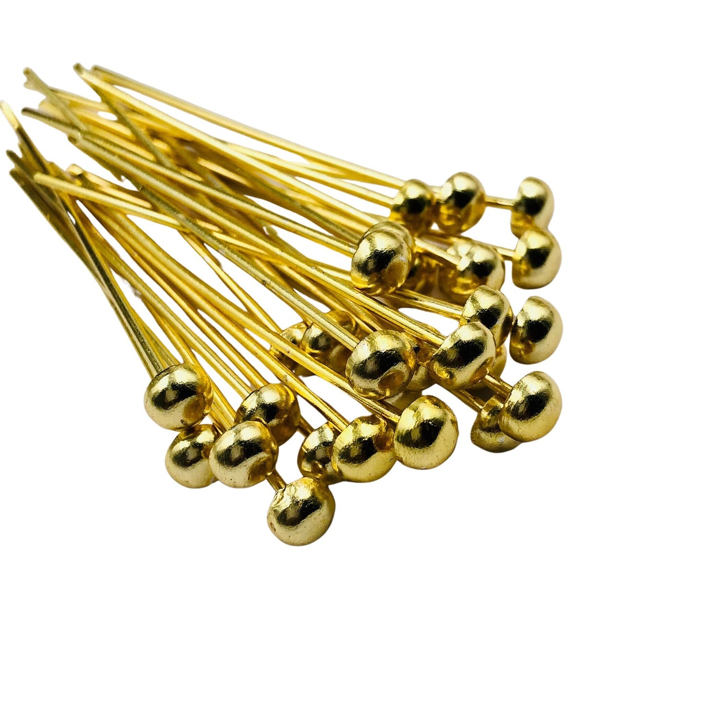 50 pcs Fancy Gold Flat Round Headpins – Jewelry Making & Beading Supplies