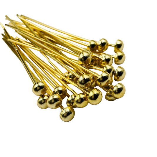 50 pcs Fancy Gold Flat Round Headpins – Jewelry Making & Beading Supplies