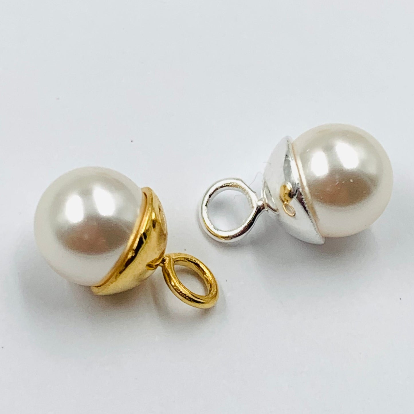 5818 Swarovski 8mm Crystal White (001 650) Round Half Drilled Pearls Glass Beads for jewelry making For Women Color White Fresh Water Pearl