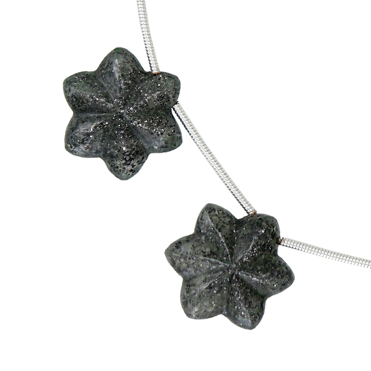 5 pc Natural Sun stone Carved Flower shape Briolette Side Drill Beads, black stone carved Briolette star shape Gemstone beads Making jewelry