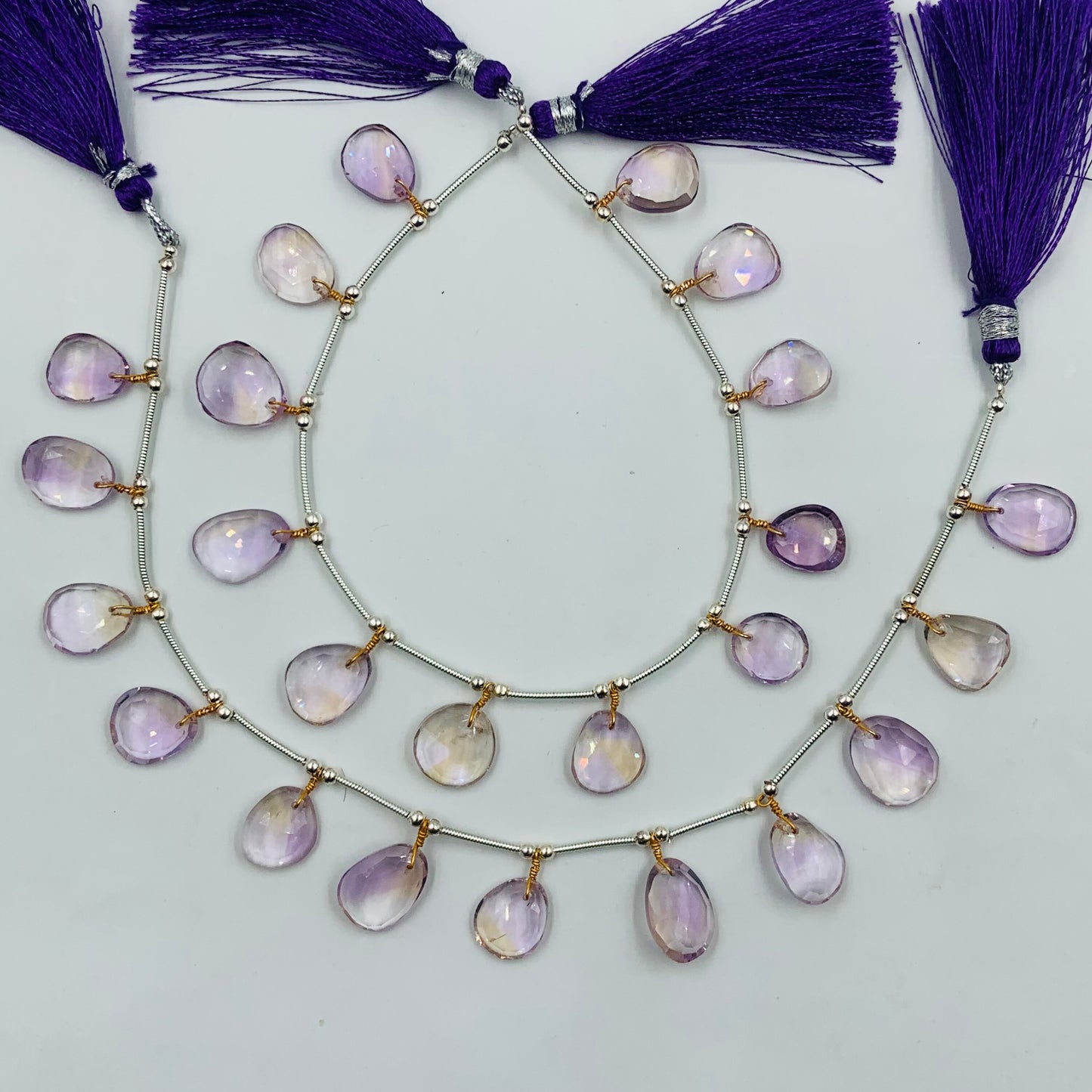 12 Pieces Natural Ametrine Rose Cut Slices Cabochons , Free Form Shape Cabochon, Faceted Rose Cut Flat Back Cabochons, Cut Stones Cabochons.