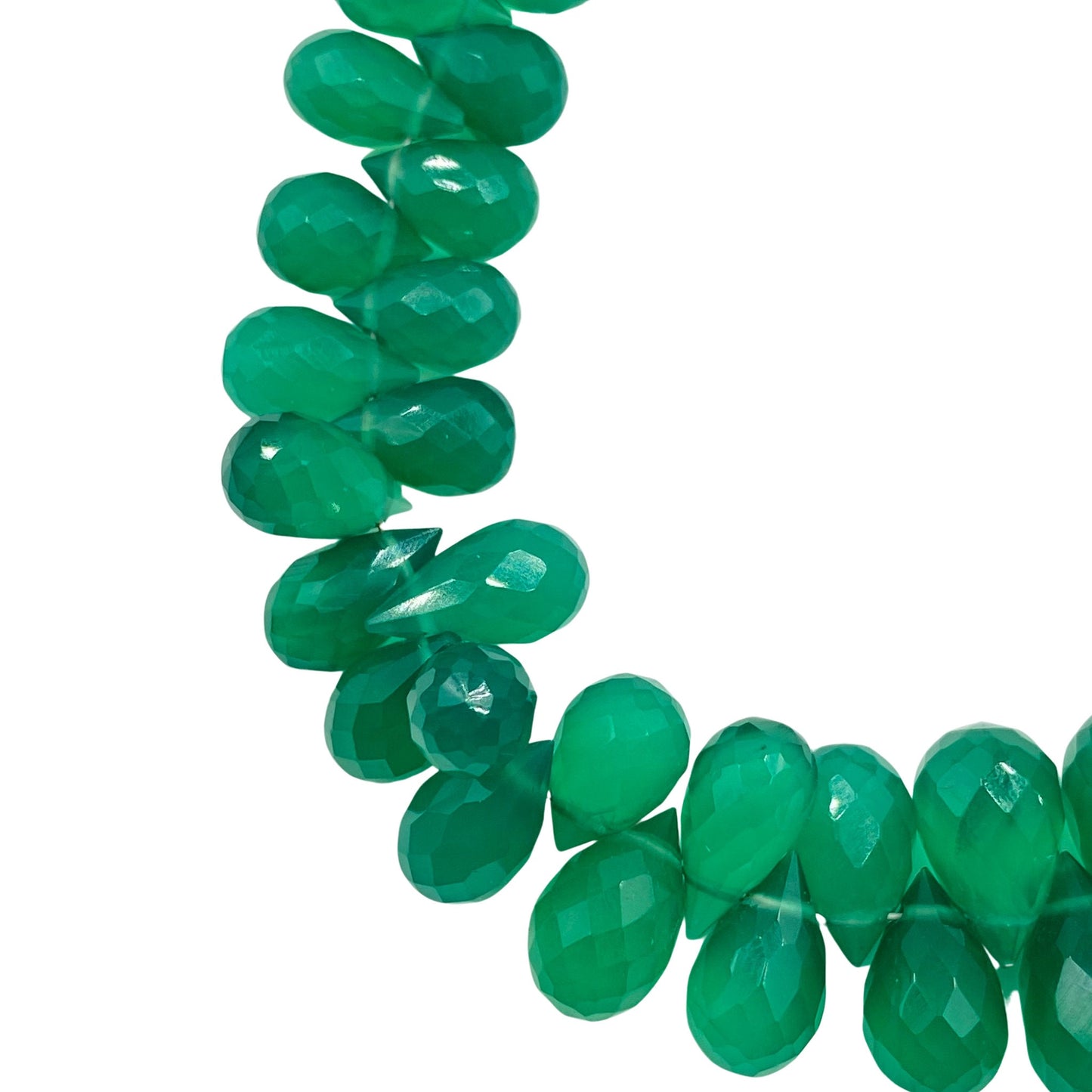 Green Onyx Faceted Teardrop Beads | Semi-Precious Gemstone Jewelry Beads