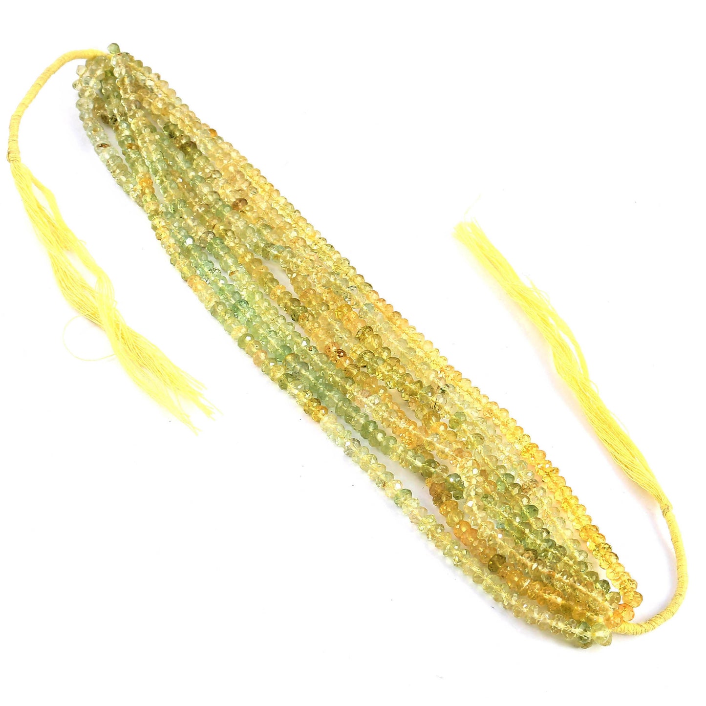 Natural Yellow Aquamarine Faceted Rondelle Briolette Beads
