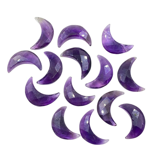 9 Pieces Natural Amethyst Faceted Crescent Moon Gemstone , Carving Gemstone, Natural Gemstone , Moon Shape Gemstone, size 7mmx16mm