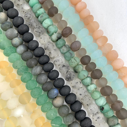 Natural Mix Gemstone Smooth Roundel Beads, Round Shape Loose Beads, Jewelry beads for making Necklace Size 6.5mm to 7.5mm 8 Inch Strand