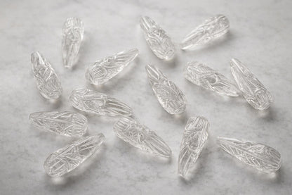 1 Pair Natural Crystal Quartz Hand Carved Drop Shape Briolette Beads, Handmade Matching Pair beads, Earring Making Gemstone Size - 9x26mm