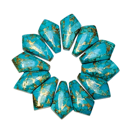 1 Pair Copper Turquoise Smooth Kite Shape Gemstone, Size 10X18mm, Matching Pair Briolette, Earring Making Gemstone , SKU - BBI982