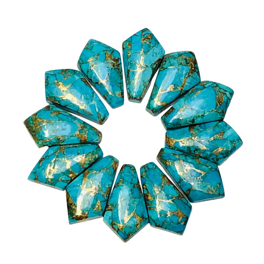 1 Pair Copper Turquoise Smooth Kite Shape Gemstone, Size 10X18mm, Matching Pair Briolette, Earring Making Gemstone , SKU - BBI982