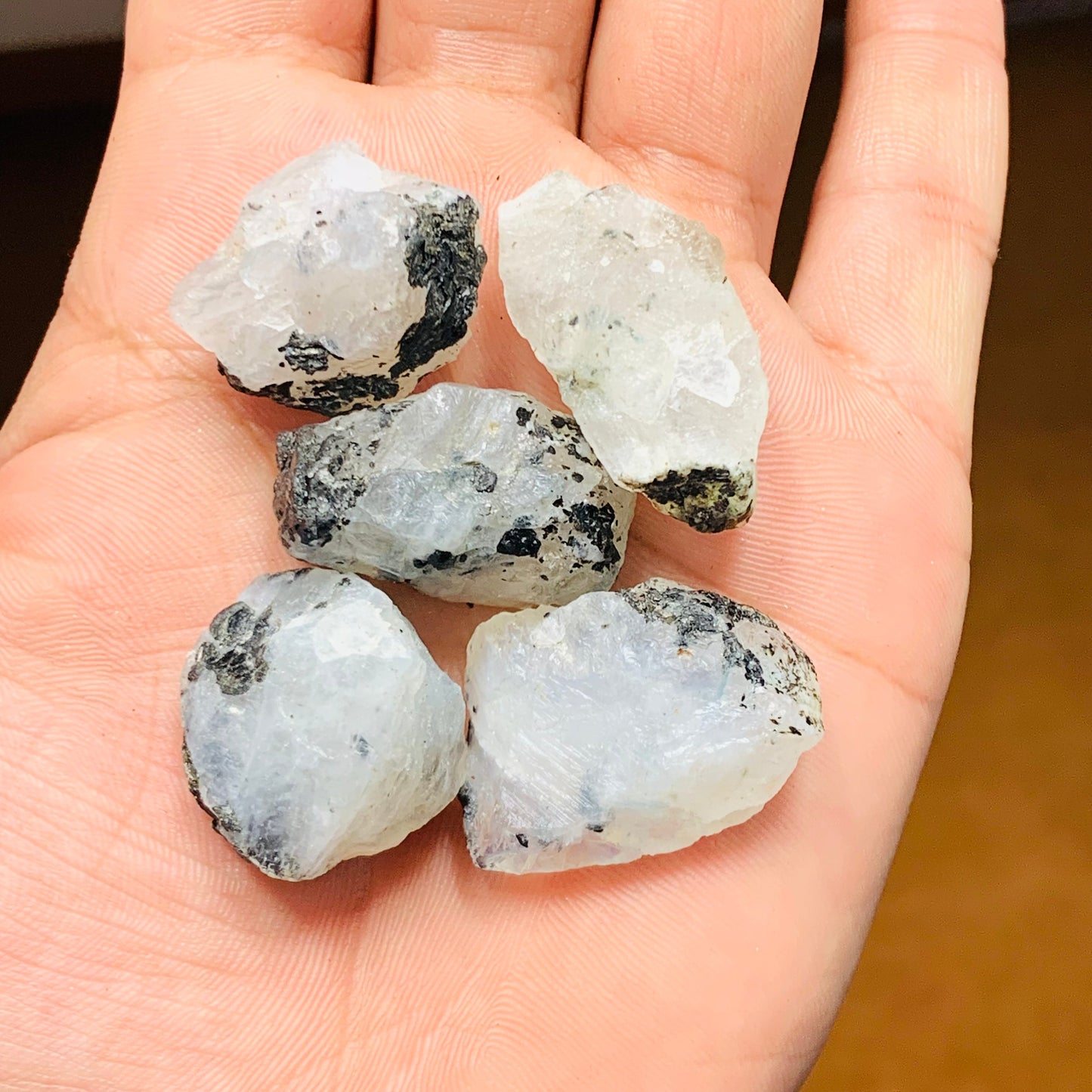 Natural Rainbow Moonstone Rough – Blue Flashy Gemstone Specimen (1-2 inch)
