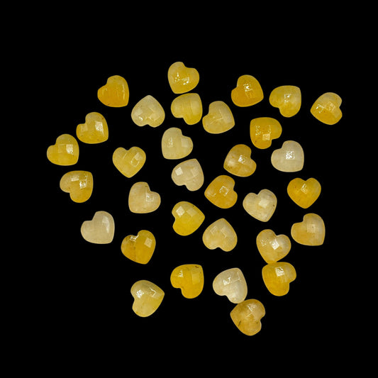 Natural YELLOW AVENTURINE Faceted Carved Heart Shape Loose Gemstone Beads , Carved Heart Shape Gemstone Briolette , Gemstone Beads  BBI337