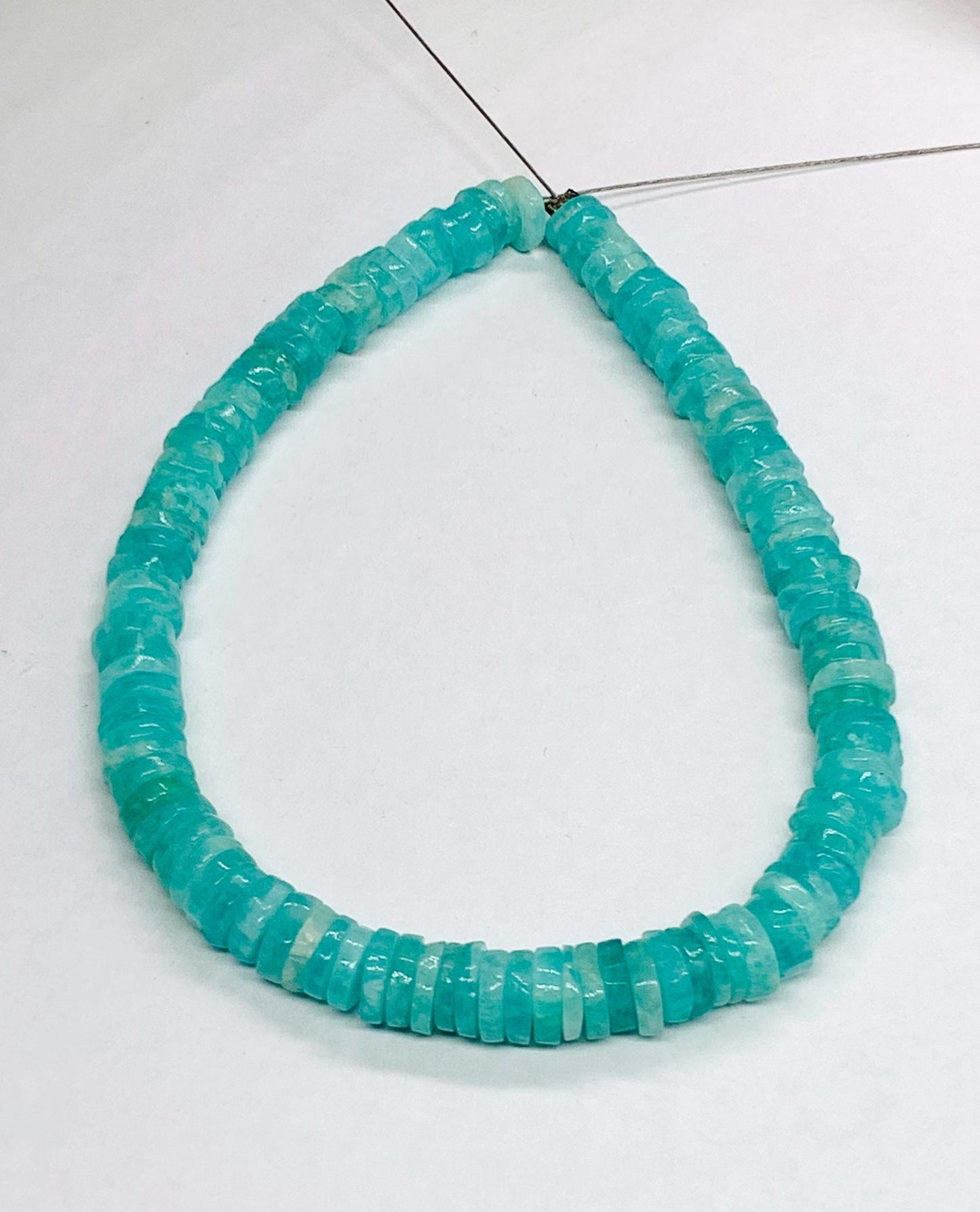16" Strand Natural Amazonite Smooth Heishi Tyre Shape Gemstone Beads Amazonite Plain Beads Semi Precious Stone Jewelry Making Crafts