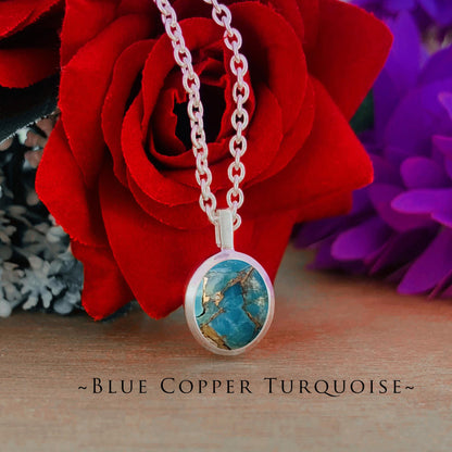 Choose Your Gemstone Necklace - Larimar Turquoise Aquamarine Rose Quartz Moonstone Amazonite Silver Pendants