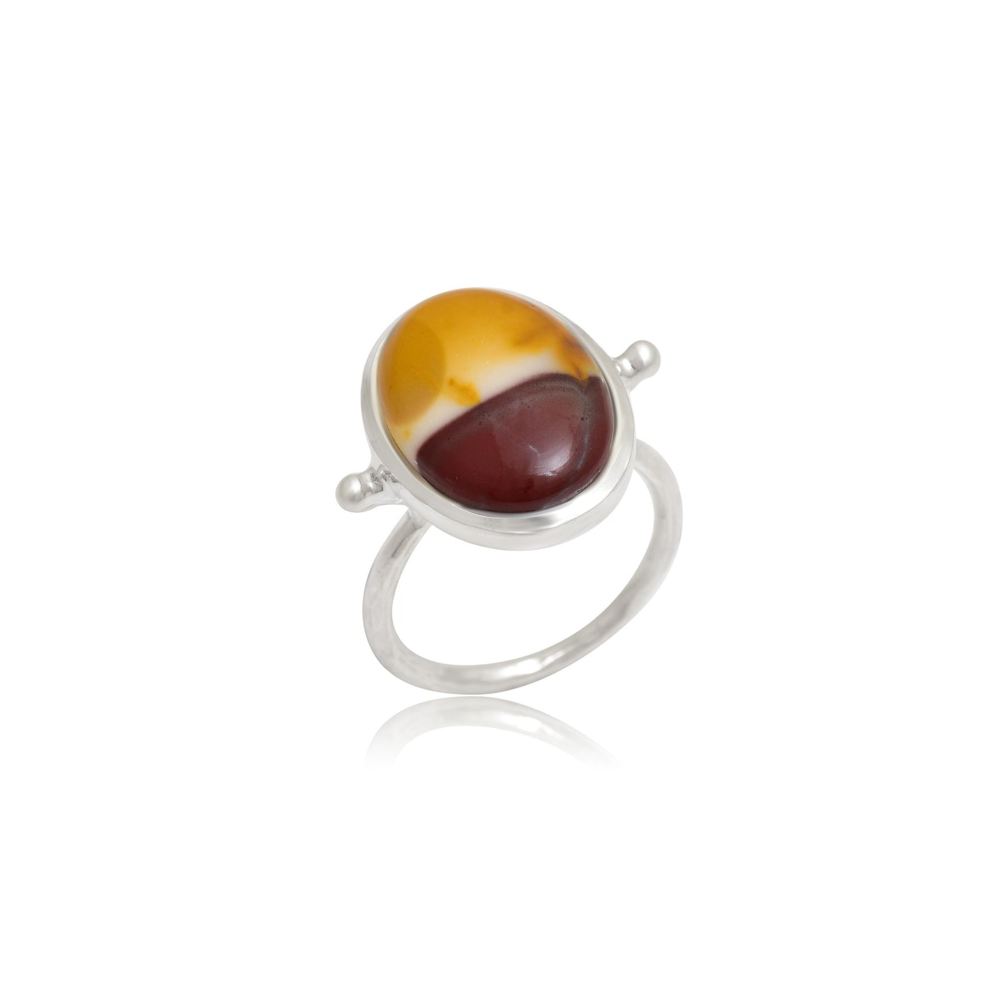 925 Sterling Silver Oval Mookaite Jasper Statement Ring