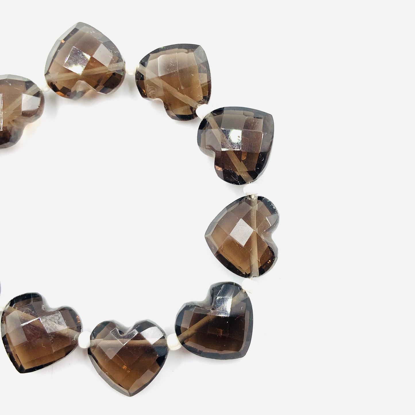 10 Pcs Natural Smoky Quartz Carved Heart shape Gemstone Briolette, Faceted Heart Shape Side Drilled Beads, Beads For Jewelry, SKU-BBI310