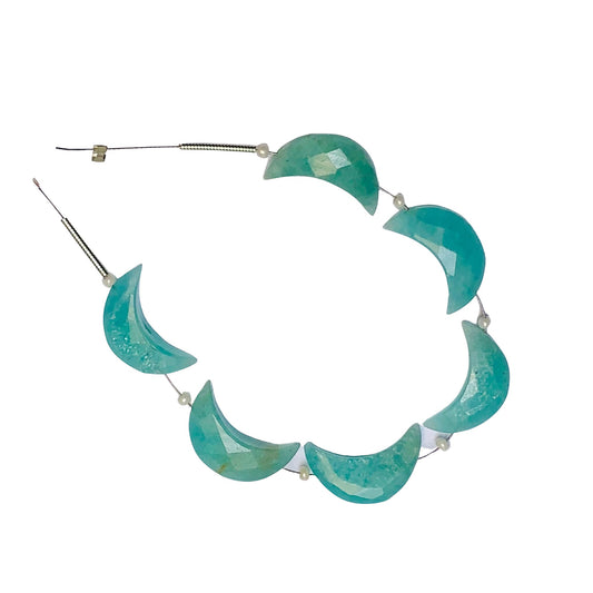 6 Pieces Natural Amazonite Gemstone, Crescent moon shape gemstone, carving gemstone, natural gemstone, moon shape gemstone, size 7x16 mm