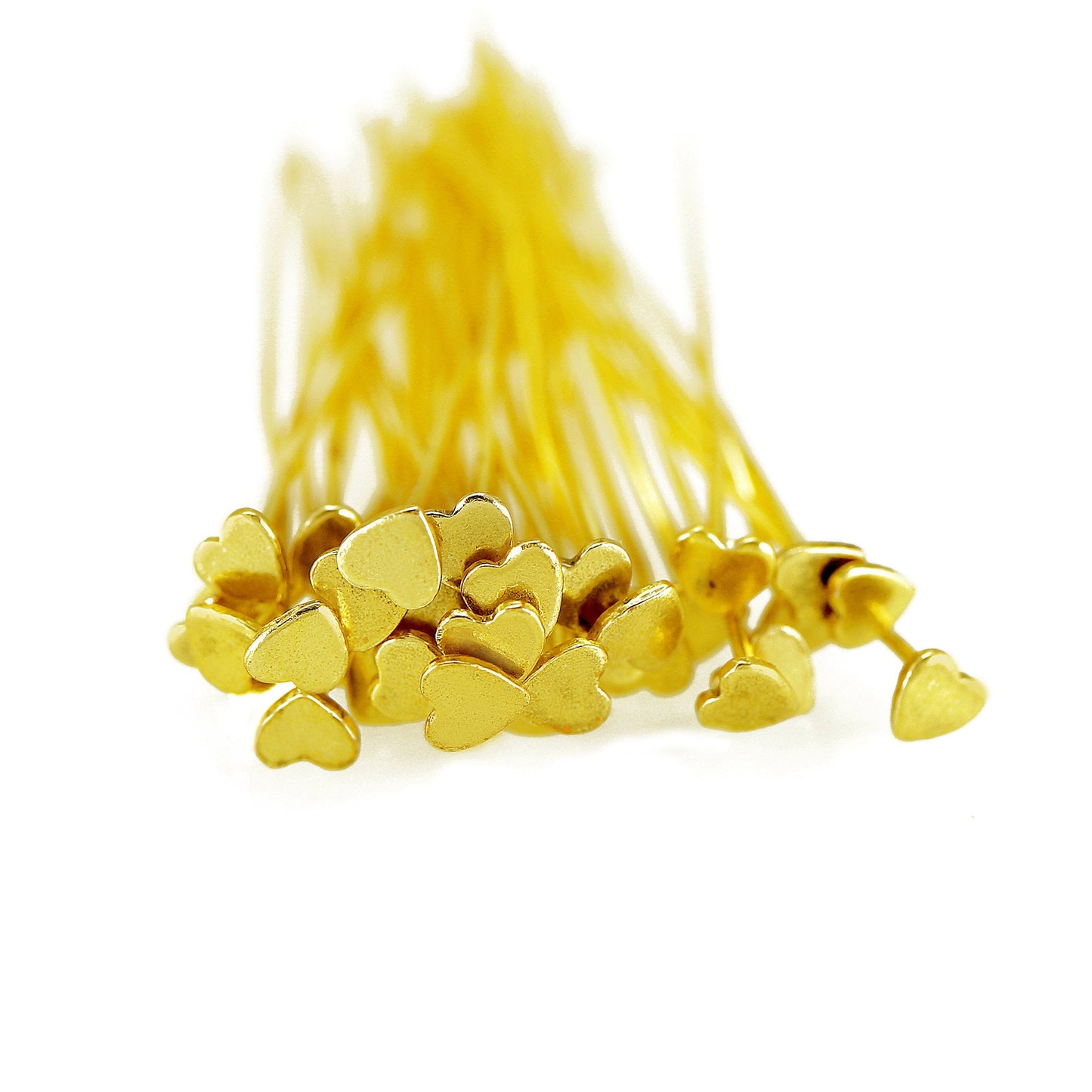 Gold-Plated Heart Headpins – 50 PCS 52mm Decorative Jewelry Findings