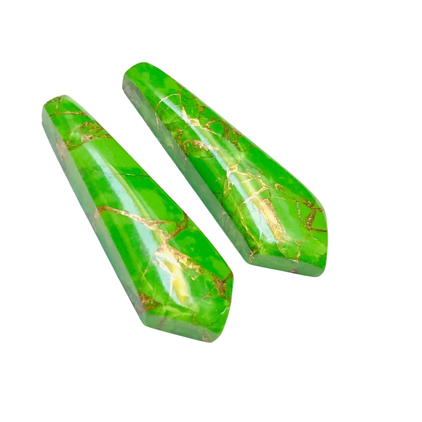 1 Pair Green Copper Turquoise Smooth Long Kite Shape Gemstone, Size 11x32mm, Matching Pair Briolette, Earring Making Gemstone, SKU - BBI978