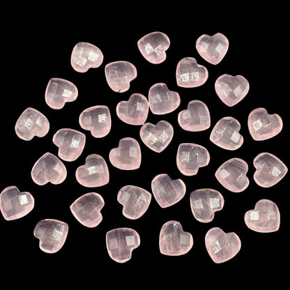 Natural Rose Quartz Faceted Carved Heart Shape Loose Gemstone Beads , Carved Heart Shape Gemstone Briolette , Gemstone Heart Beads BBI304