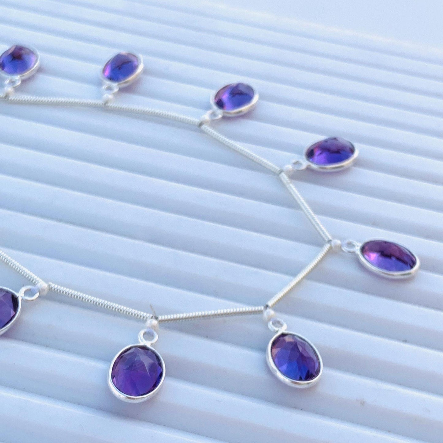 Natural Pink Amethyst Faceted Oval Gemstone Bezel Connector 10 Pcs
