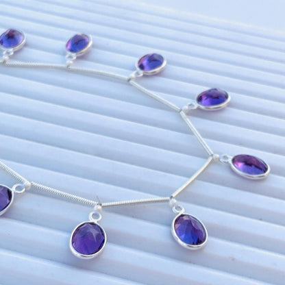 Natural Pink Amethyst Faceted Oval Gemstone Bezel Connector 10 Pcs