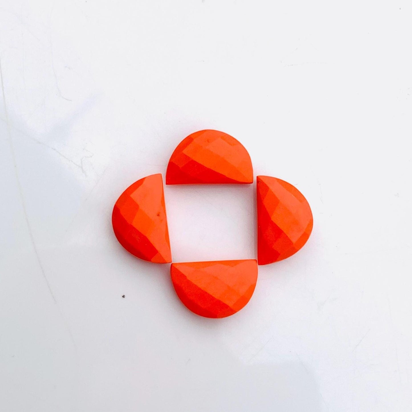 Synthetic Red Coral Semi circle Faceted Half Moon "D Shape gemstone Beads, Size 10x16 mm Carving Gemstone Beads For Jewelry gift for her