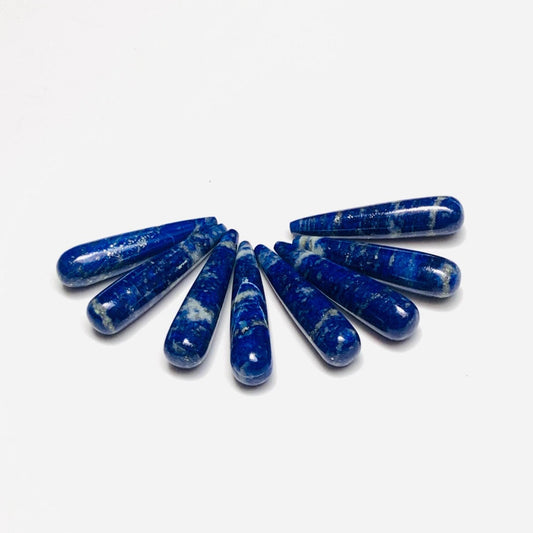 1 Pair Natural Lapis Lazuli Smooth Drop Shape Gemstone, Handmade Matching Pair beads, Matched Drops Pairs for Jewelry Making Size - 7x30mm