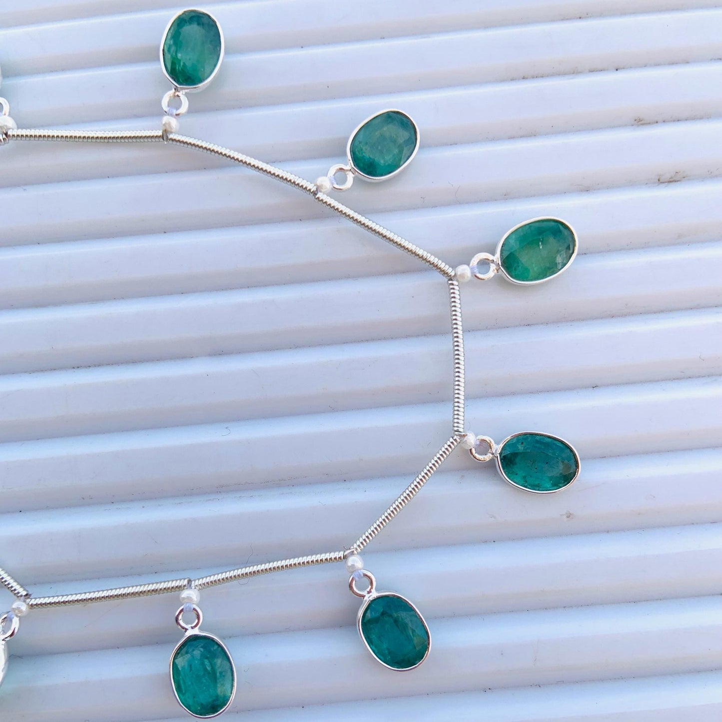 Natural Green Kyanite Oval Bezel Connector | Faceted Cutstone | 10 Pcs