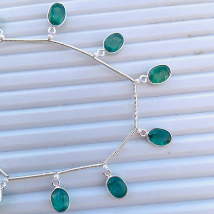 Natural Green Kyanite Oval Bezel Connector | Faceted Cutstone | 10 Pcs