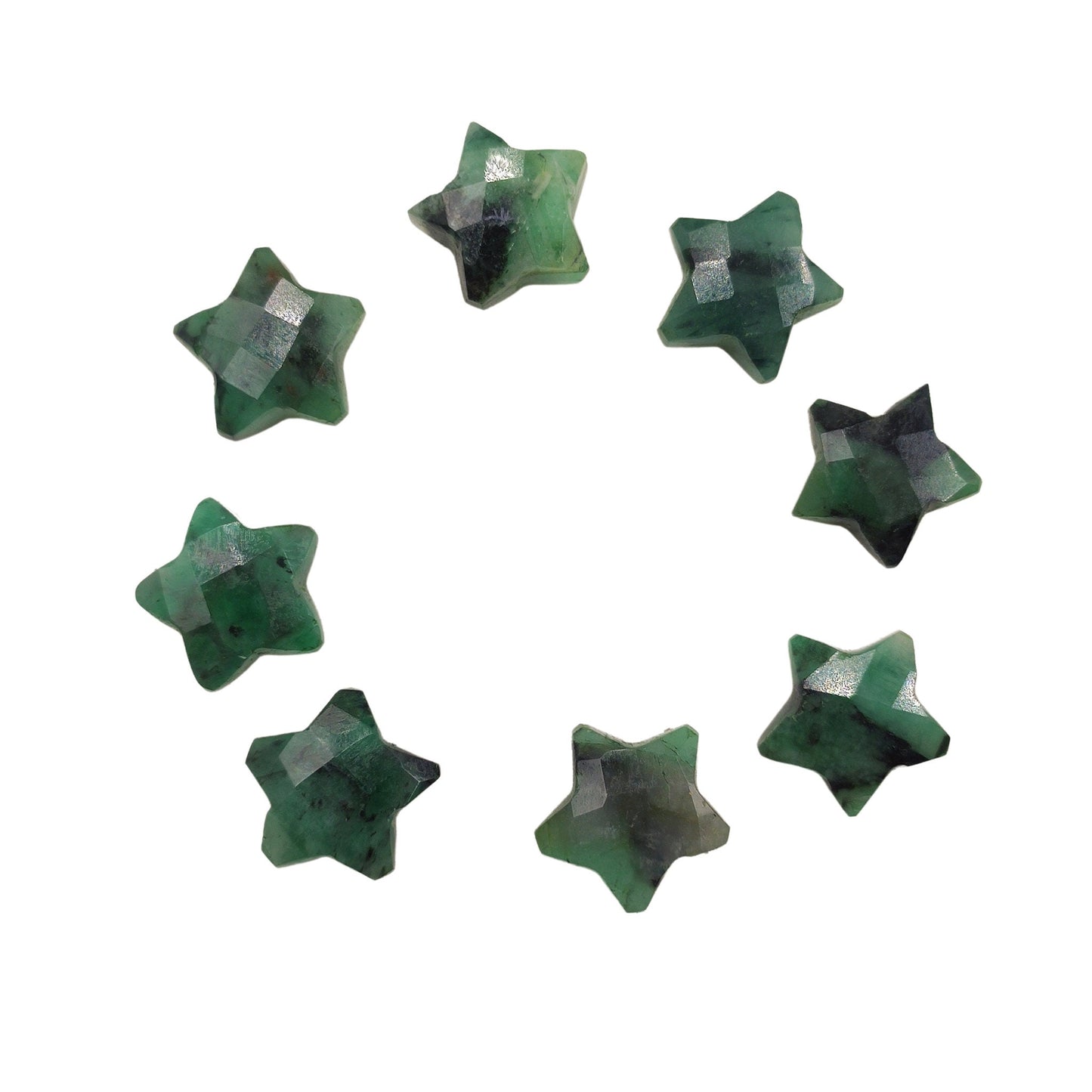 2 Pieces Natural Emerald Faceted Star Shape Gemstone, Size 10mm, Hand Carved Star Briolette, Loose Gemstone For Jewelry Making, SKU - BBI125
