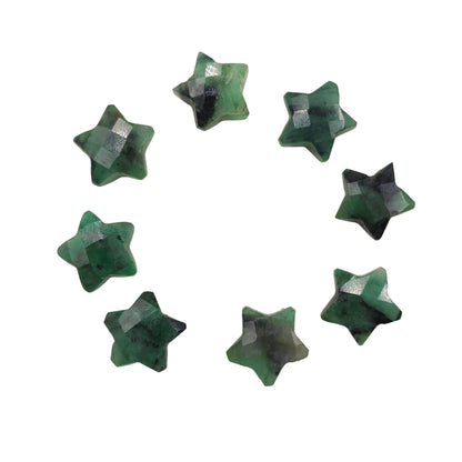 2 Pieces Natural Emerald Faceted Star Shape Gemstone, Size 10mm, Hand Carved Star Briolette, Loose Gemstone For Jewelry Making, SKU - BBI125