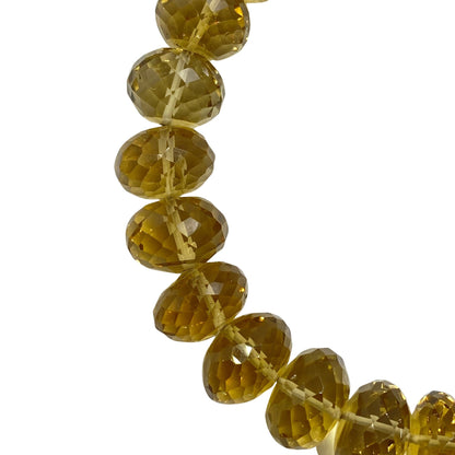 10mm Natural yellow Quartz Gemstone - Rondelle Beaded Necklace - Handmade Faceted Bear Quartz Gemstone Necklace