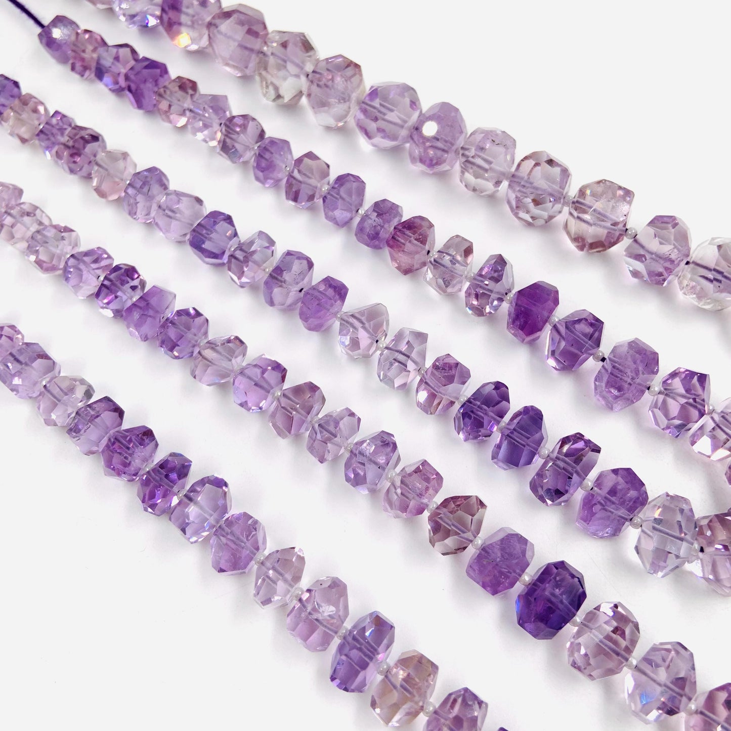 Natural Pink Amethyst Faceted Tumble Cubes Gemstone Beads 8" Strand