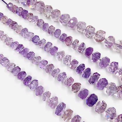 Natural Pink Amethyst Faceted Tumble Cubes Gemstone Beads 8" Strand