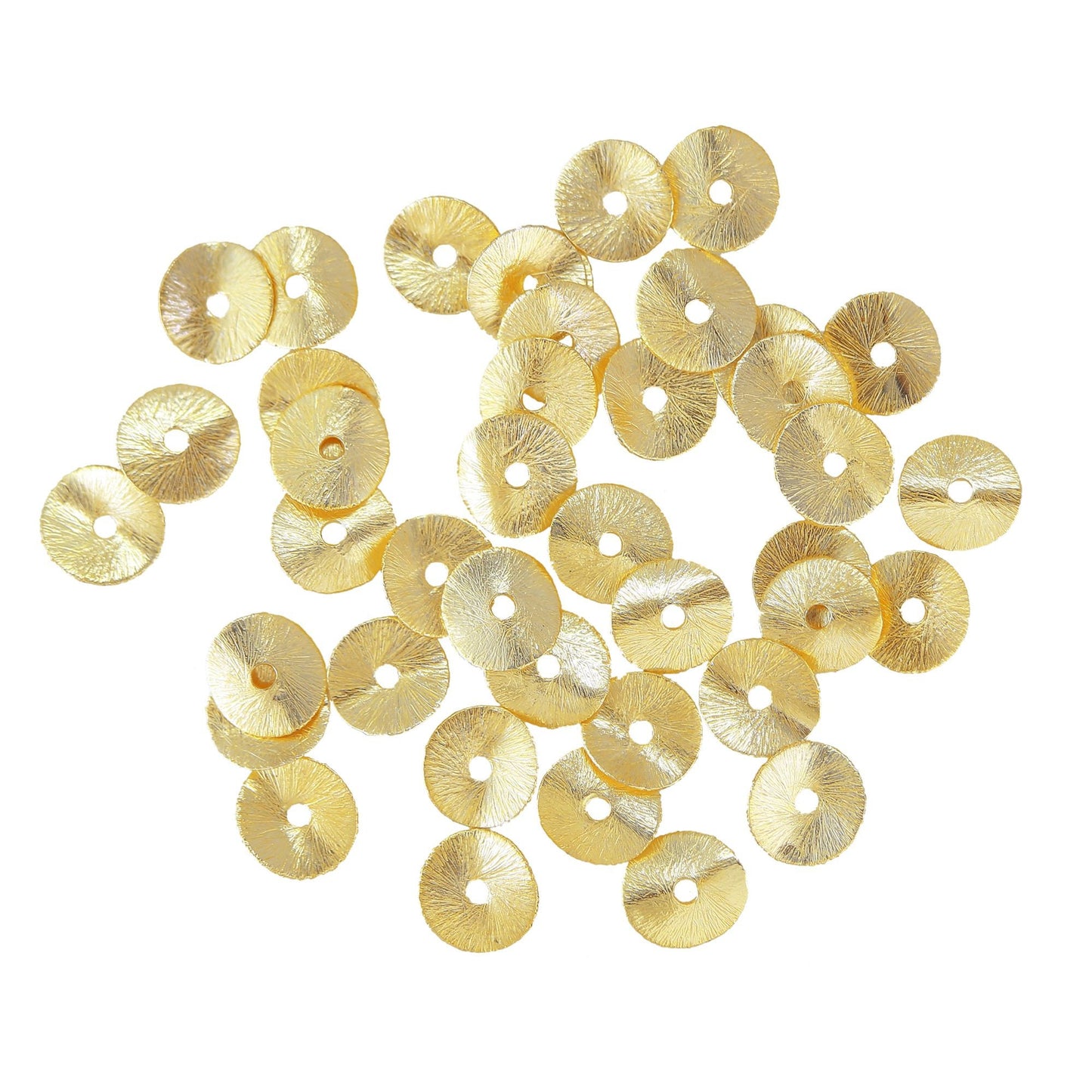 12mm - 20pc Gold Wavy Disk Spacer Beads, Brushed Gold Plated Disc Spacers For Jewelry Making, Heishi Spacers