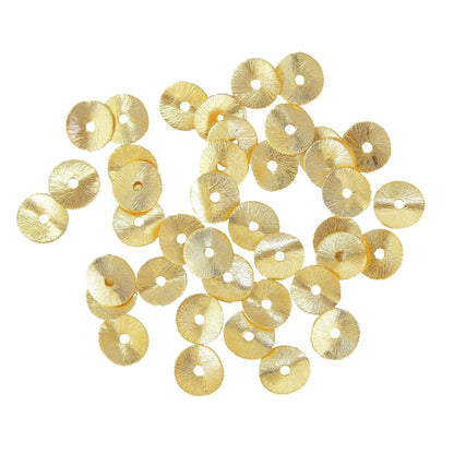 12mm - 20pc Gold Wavy Disk Spacer Beads, Brushed Gold Plated Disc Spacers For Jewelry Making, Heishi Spacers