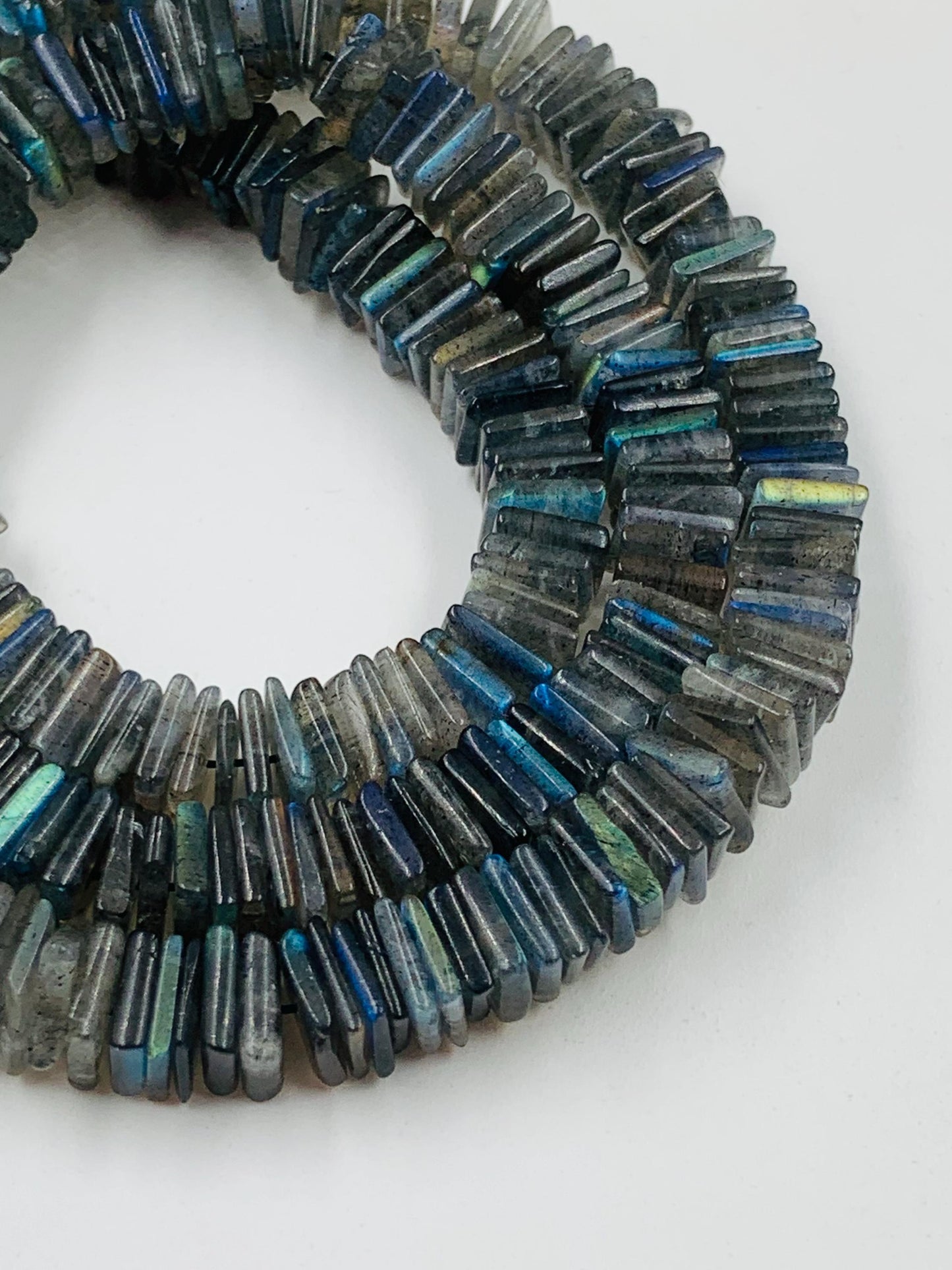 AAA Blue Flash Labradorite Square Beads, Smooth Gemstone Strand, 18 Inch